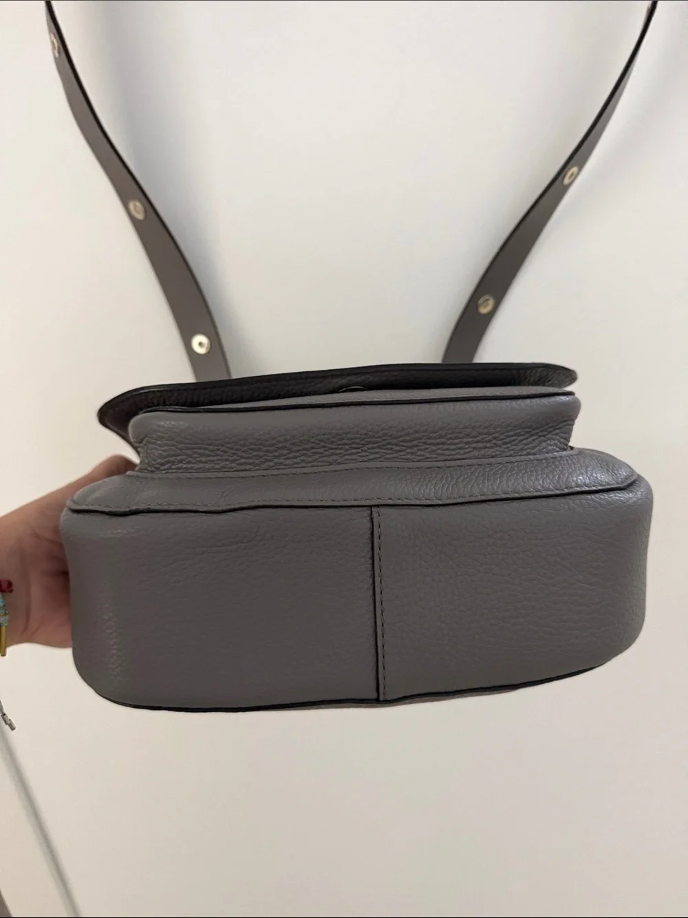 kate spade Gray Suede Crossbody Bag with Black Strap